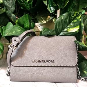 Michael Kors Gray Crossbody Bag with Silver Chain NWOT